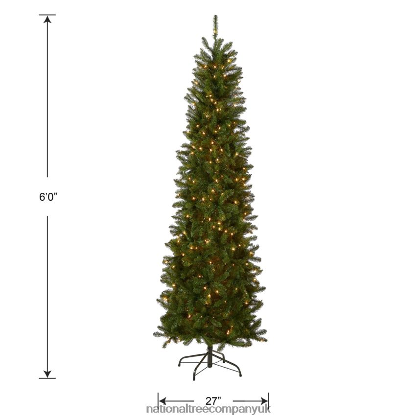 Trees | National Tree Company Artificial Pre-Lit Slim Christmas Tree Green Kingswood Fir White Lights Includes Stand 6 Feet F2L4F40